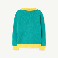 The animals observatory - Bicolor toucan kids cardigan - Turquoise logo