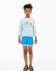 Wander and Wonder - terry gym shorts - sky terry