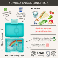 Yumbox - snack 3 - misty aqua - rainbow tray