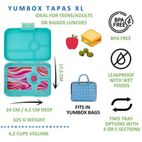 Yumbox - tapas xl 4 - antibes blue / groovy tray