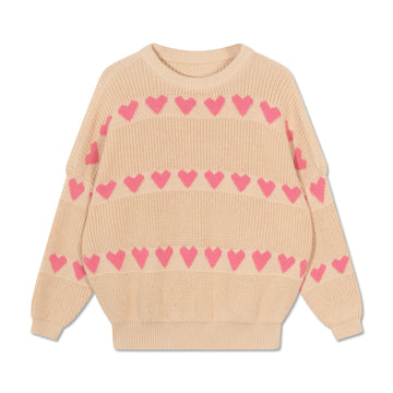 Repose Ams - Knit slouchy sweater - Soft pink hearts