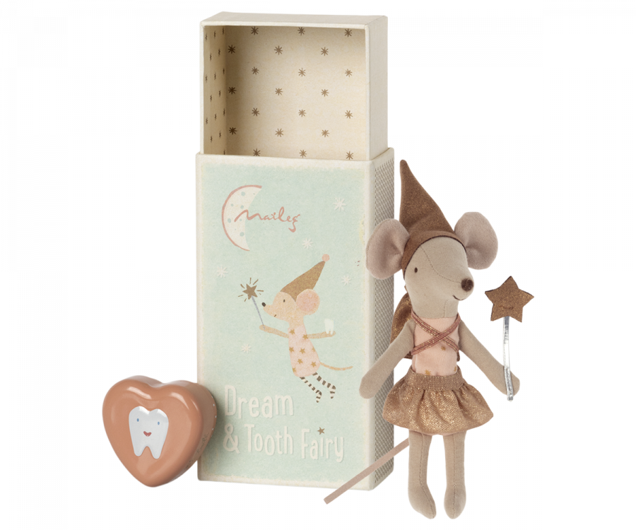 Maileg - tooth fairy mouse in matchbox - rose