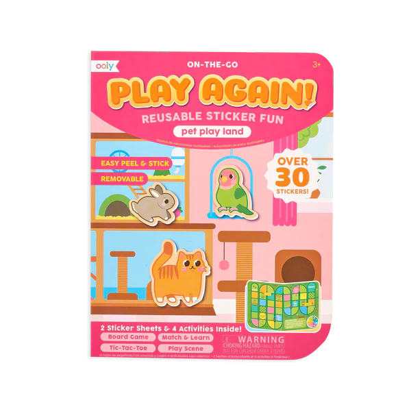 Ooly - play again - reusable sticker fun - pet play land