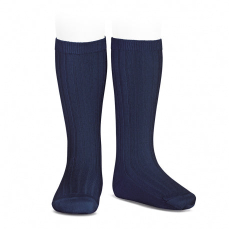 Condor - basic rib knee high socks - 2.016/2 480 - navy blue