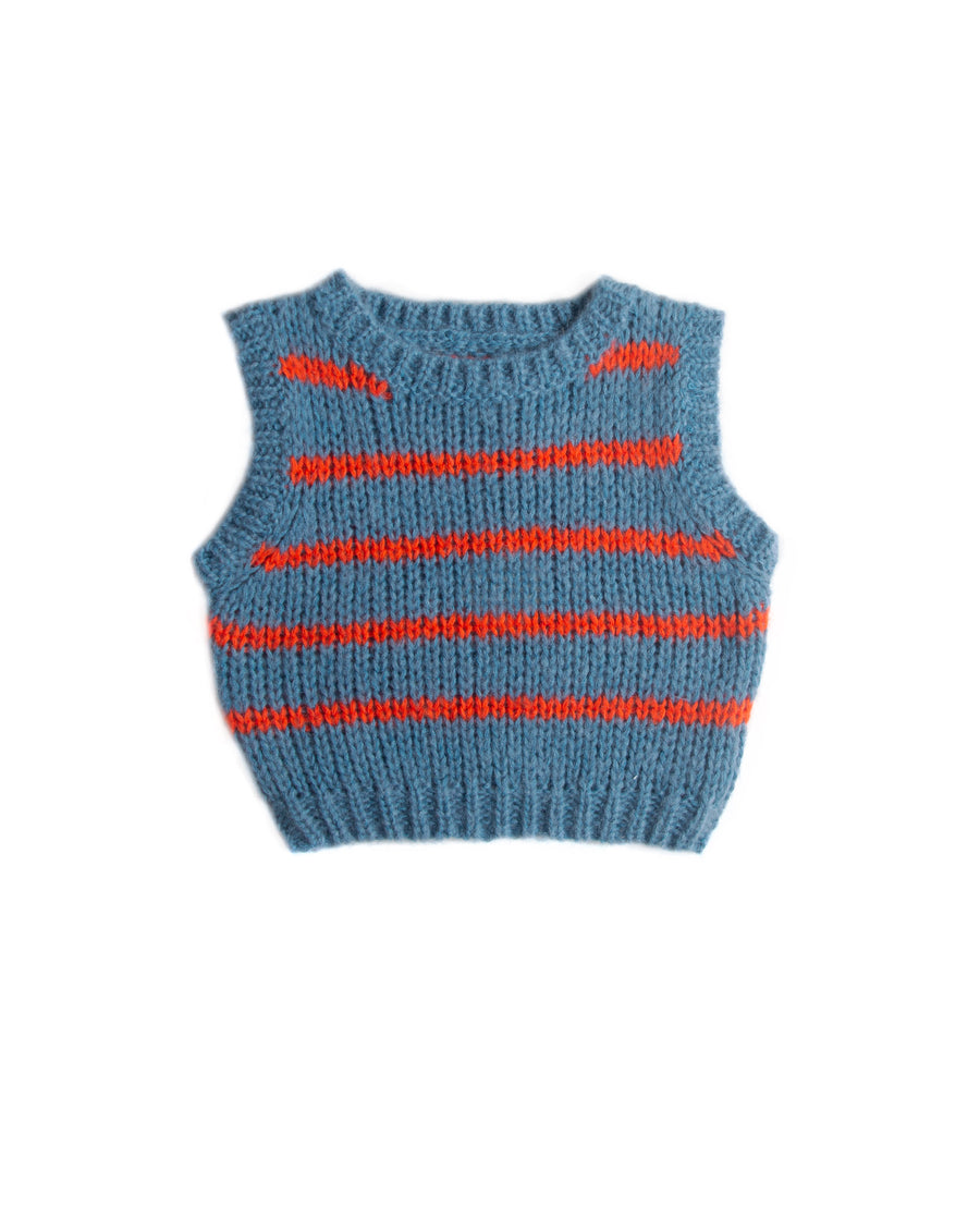 Long Live the Queen - knitted spencer - blue stripe
