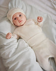 Marmar - aiko - newborn pointelle beanie - flour white