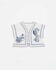 Maison Mangostan - pommegrenate embroidery top - white