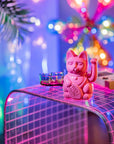 Lucky cat - waving cat - miami - glossy pink