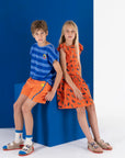 Bonmot - kids shorts - side stripes smiley - saffron