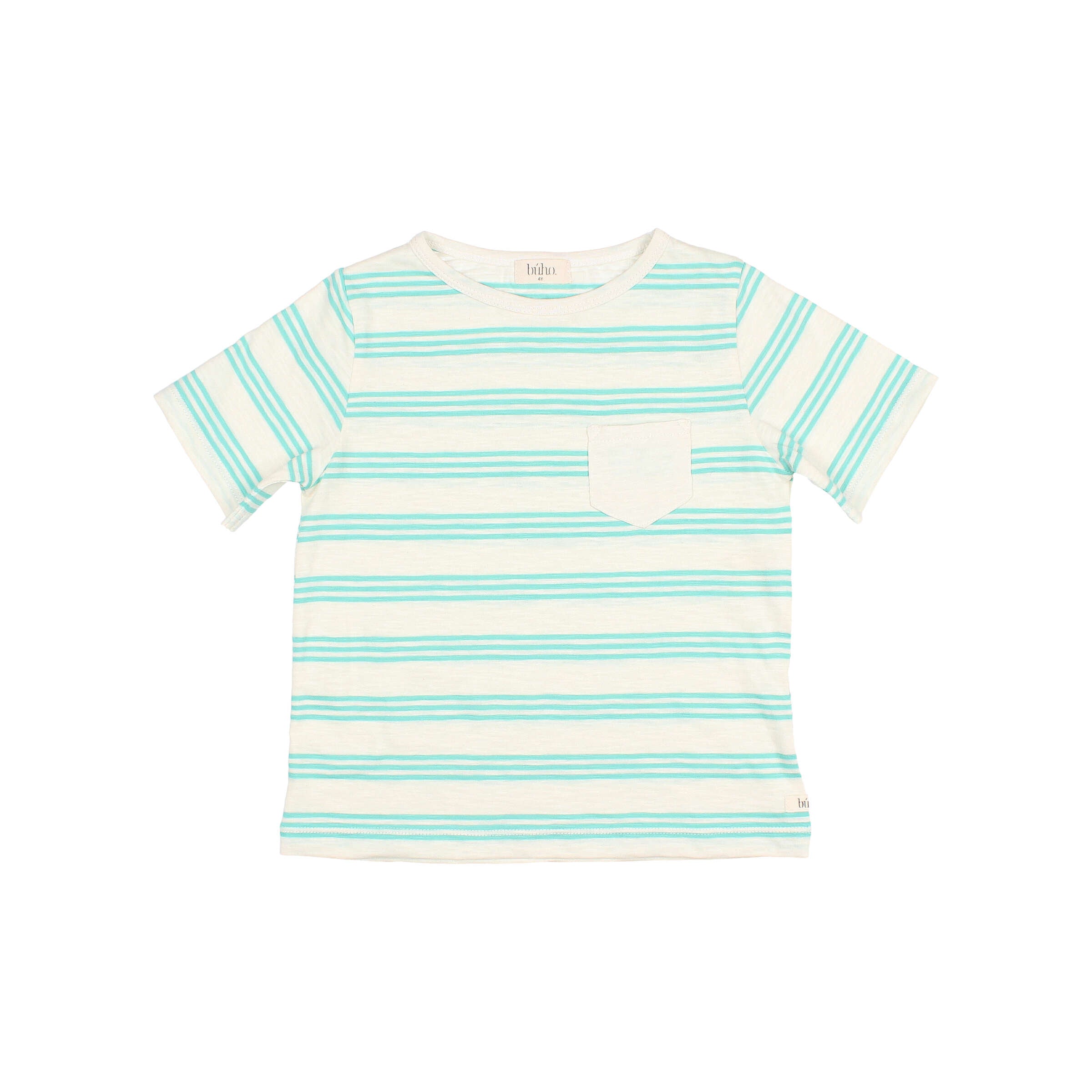 Buho - kids -  stripes t-shirt - pool green