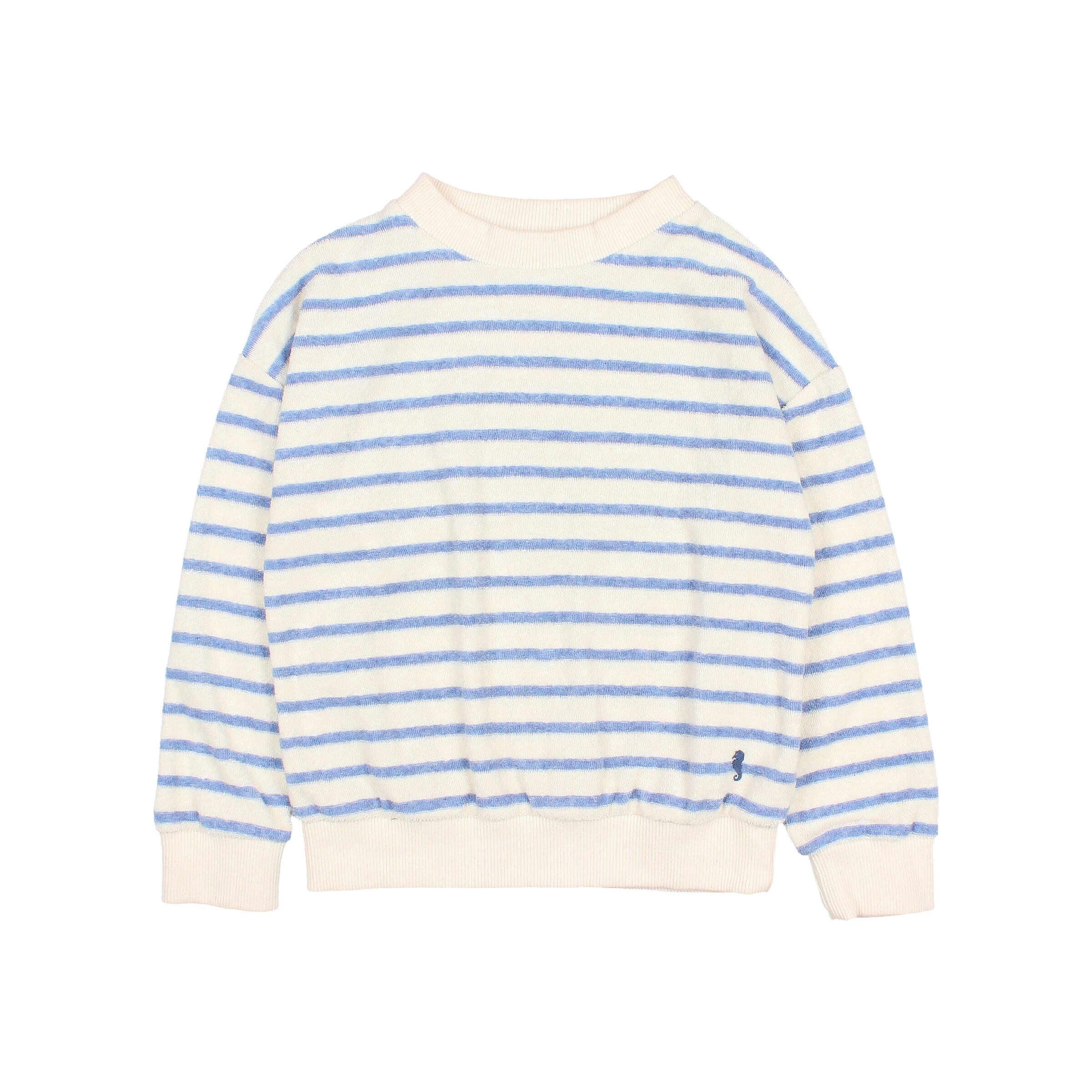 Buho - kids - terry stripes sweatshirt - placid blue