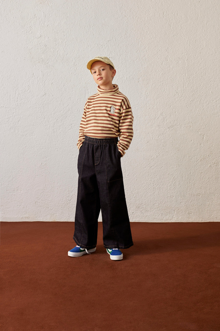Weekend house kids - dogs stripes turtle neck - sand