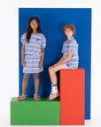 Bonmot - terry shorts - multicolor stripes - light blue