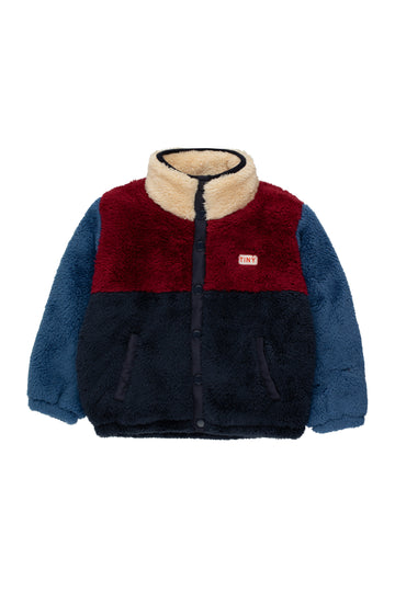 Tiny Cottons - color block sherpa jacket - navy/deep red
