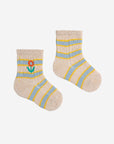 Bobo Choses - baby - flower stripe short socks