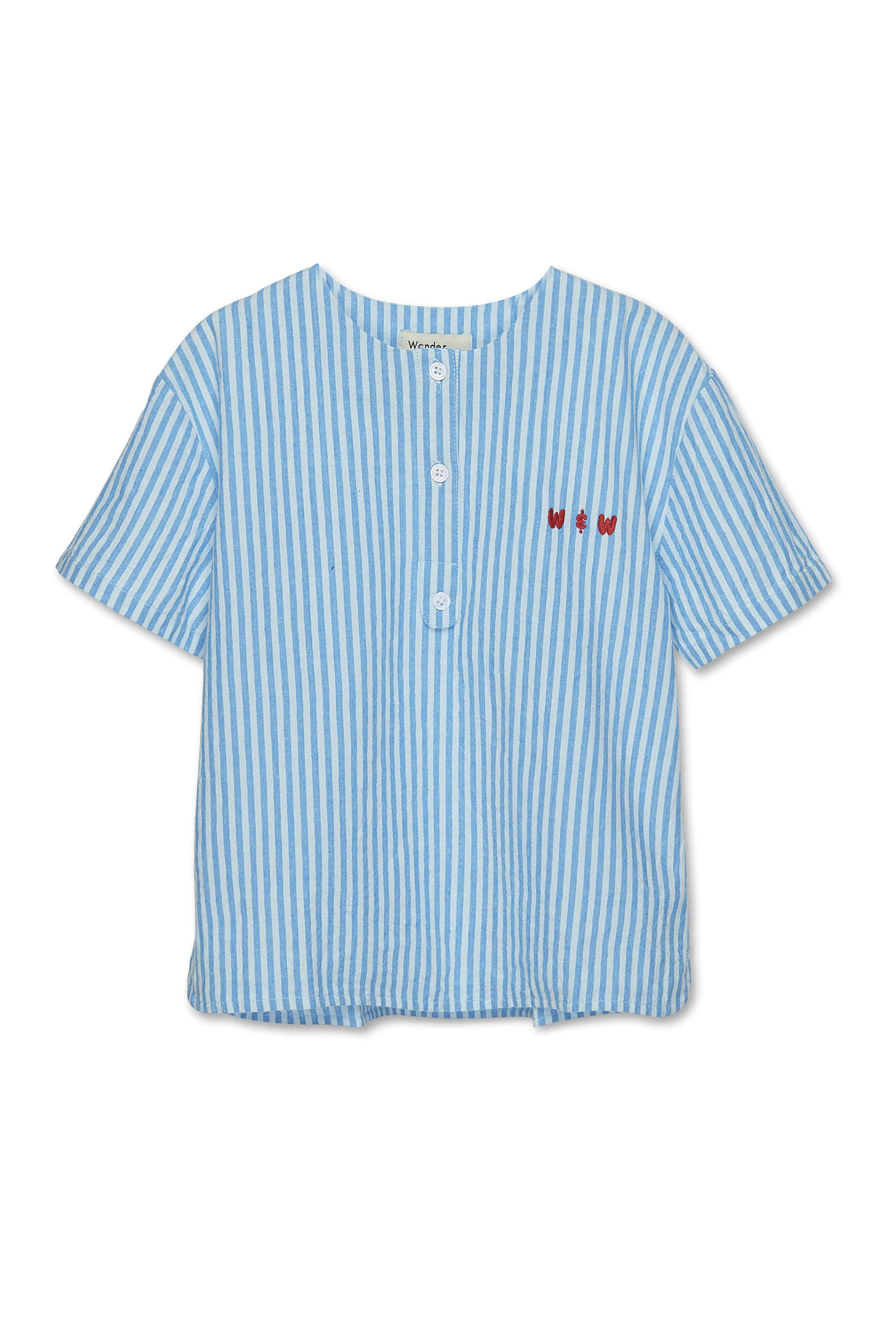 Wander and Wonder - henley shirt - aqua stripe