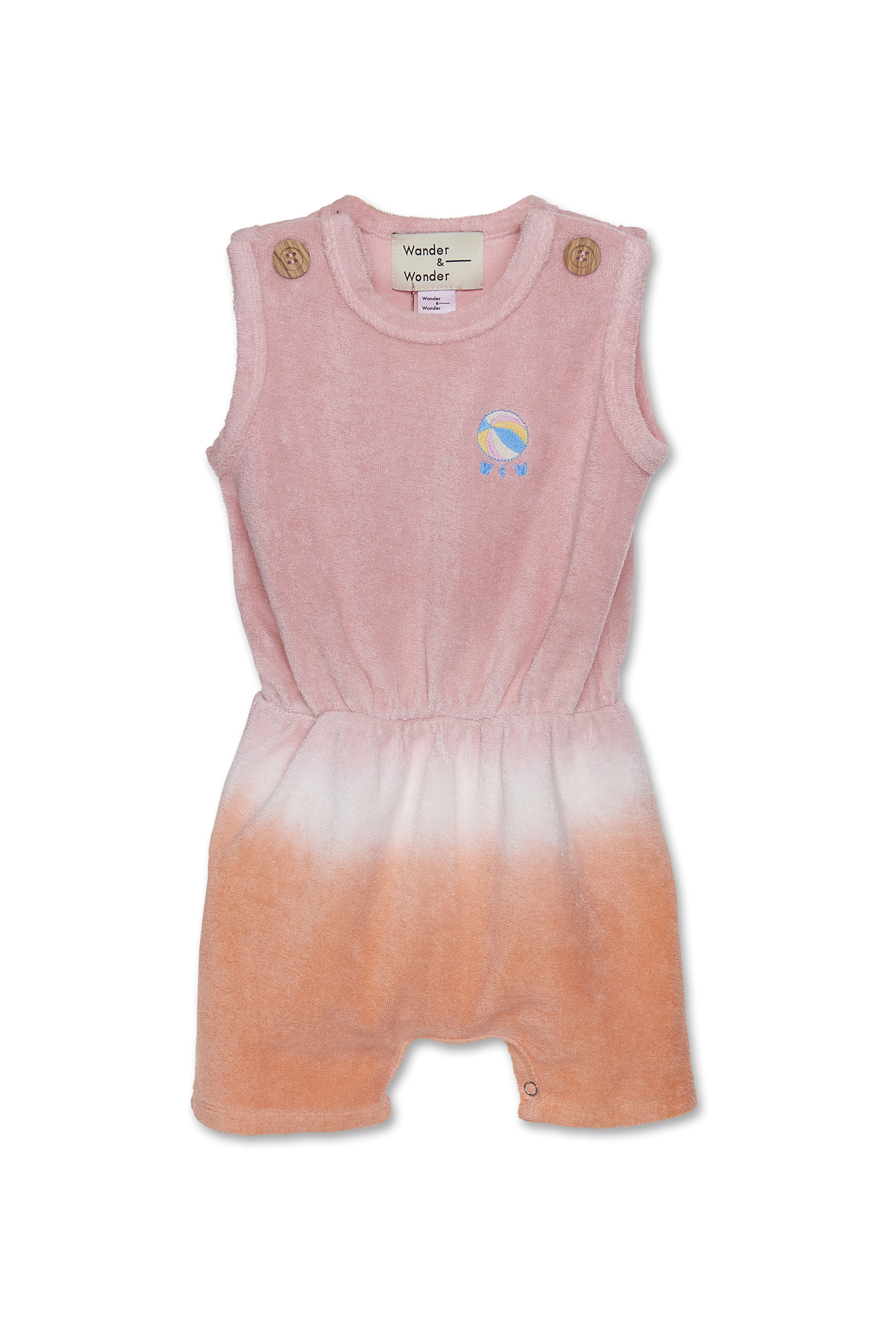 Wander and Wonder - baby terry romper - punch