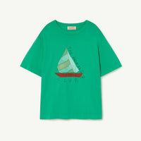 The animals observatory - Rooster kids tshirt - Green boat