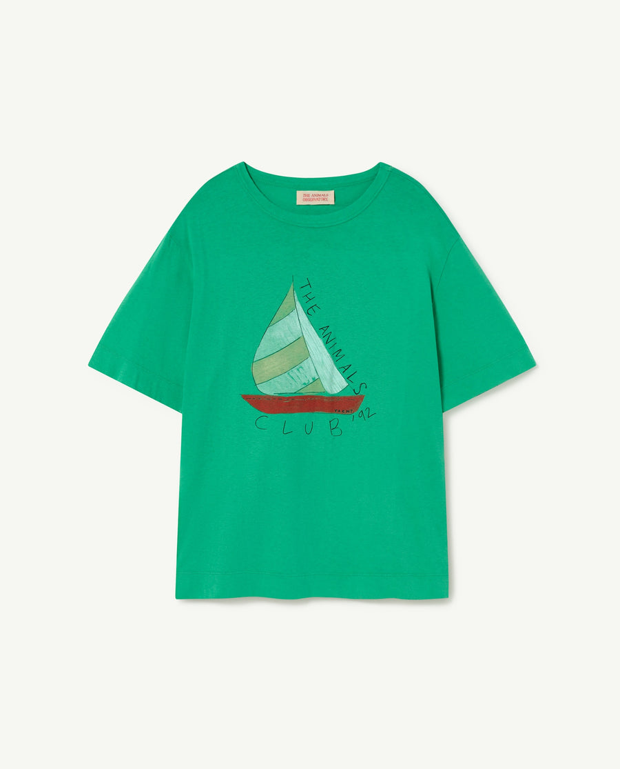 The animals observatory - Rooster kids tshirt - Green boat