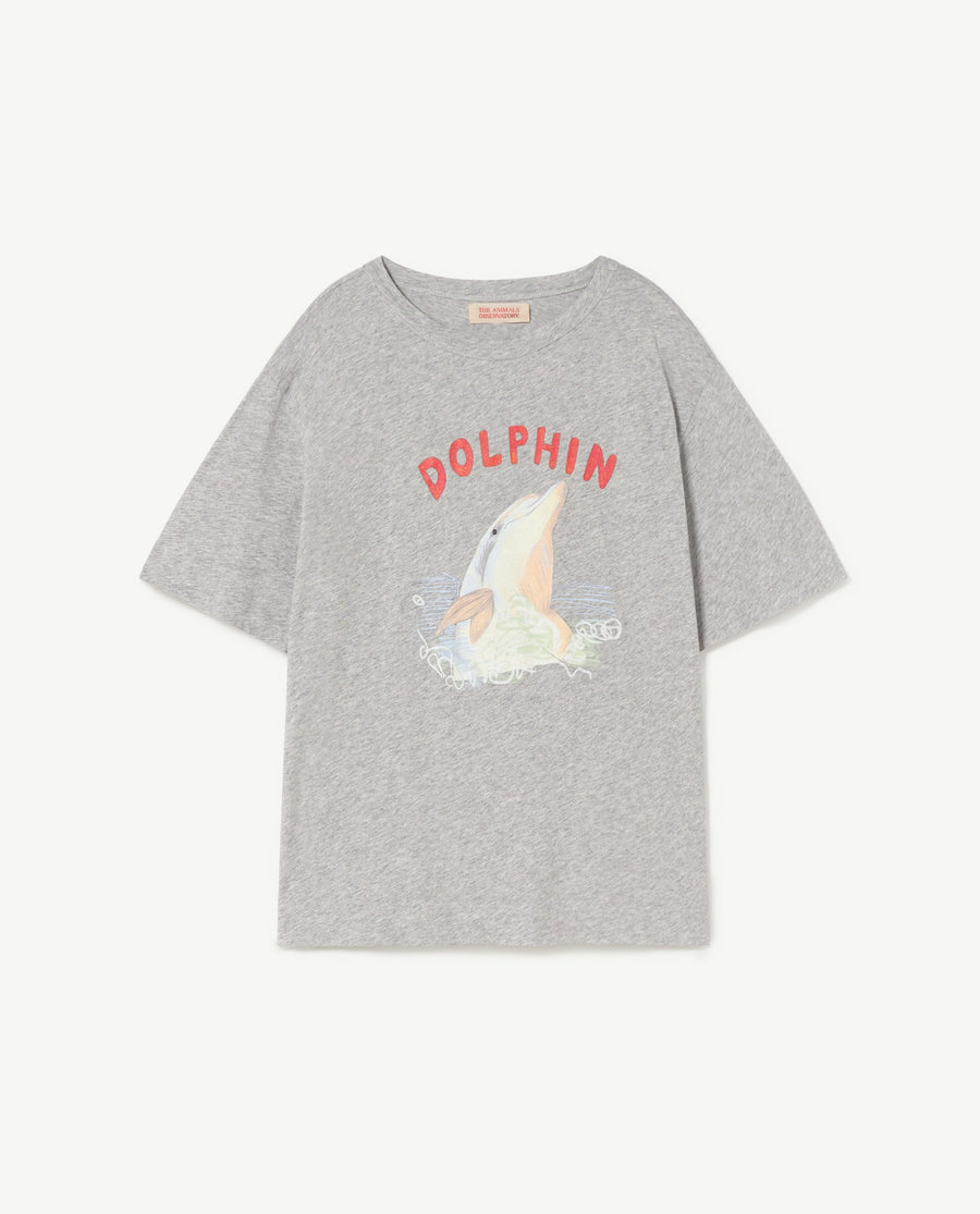 The animals observatory - Rooster kids tshirt - Grey dolphin