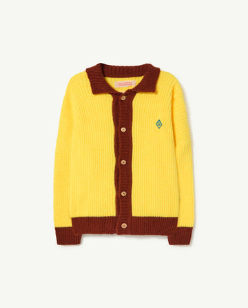 The animals observatory - Bicolor toucan kids cardigan - Yellow logo