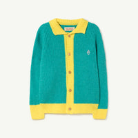 The animals observatory - Bicolor toucan kids cardigan - Turquoise logo