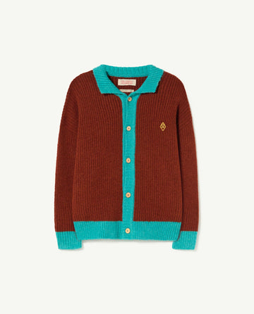 The animals observatory - Bicolor toucan kids cardigan - Brown logo