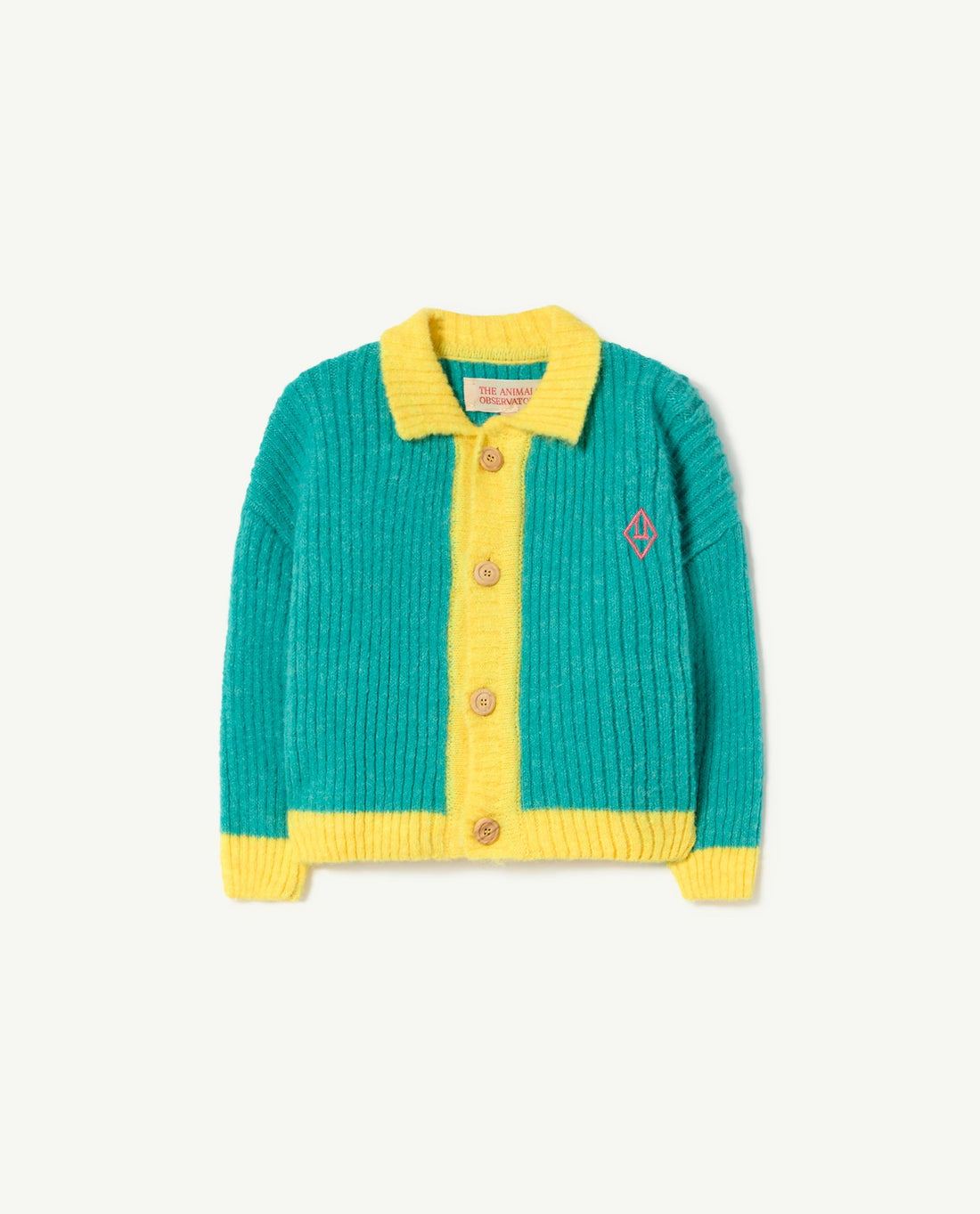 The animals Observatory - Bicolor toucan baby cardigan - Turquoise logo