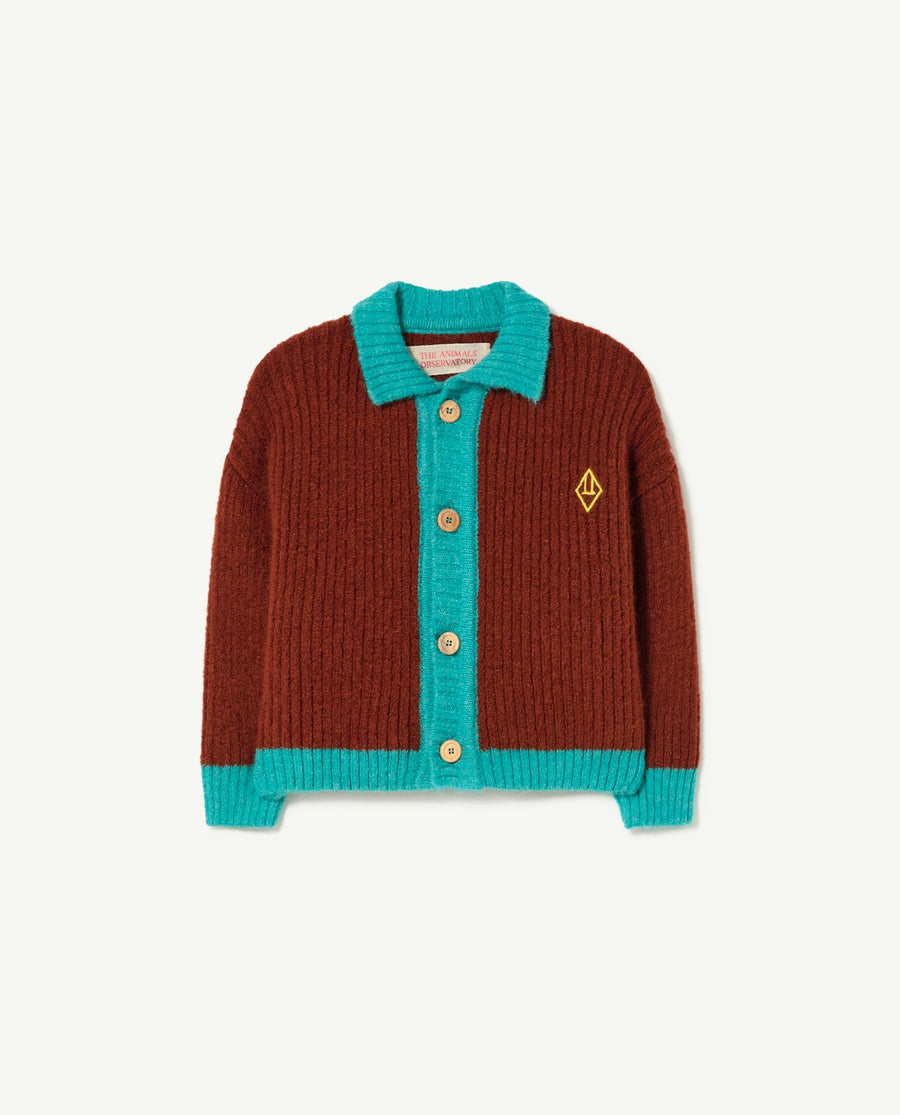 The animals Observatory - Bicolor toucan baby cardigan - brown logo