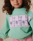 Goldie + Ace - hazel puff sleeve bunny sweater - mint