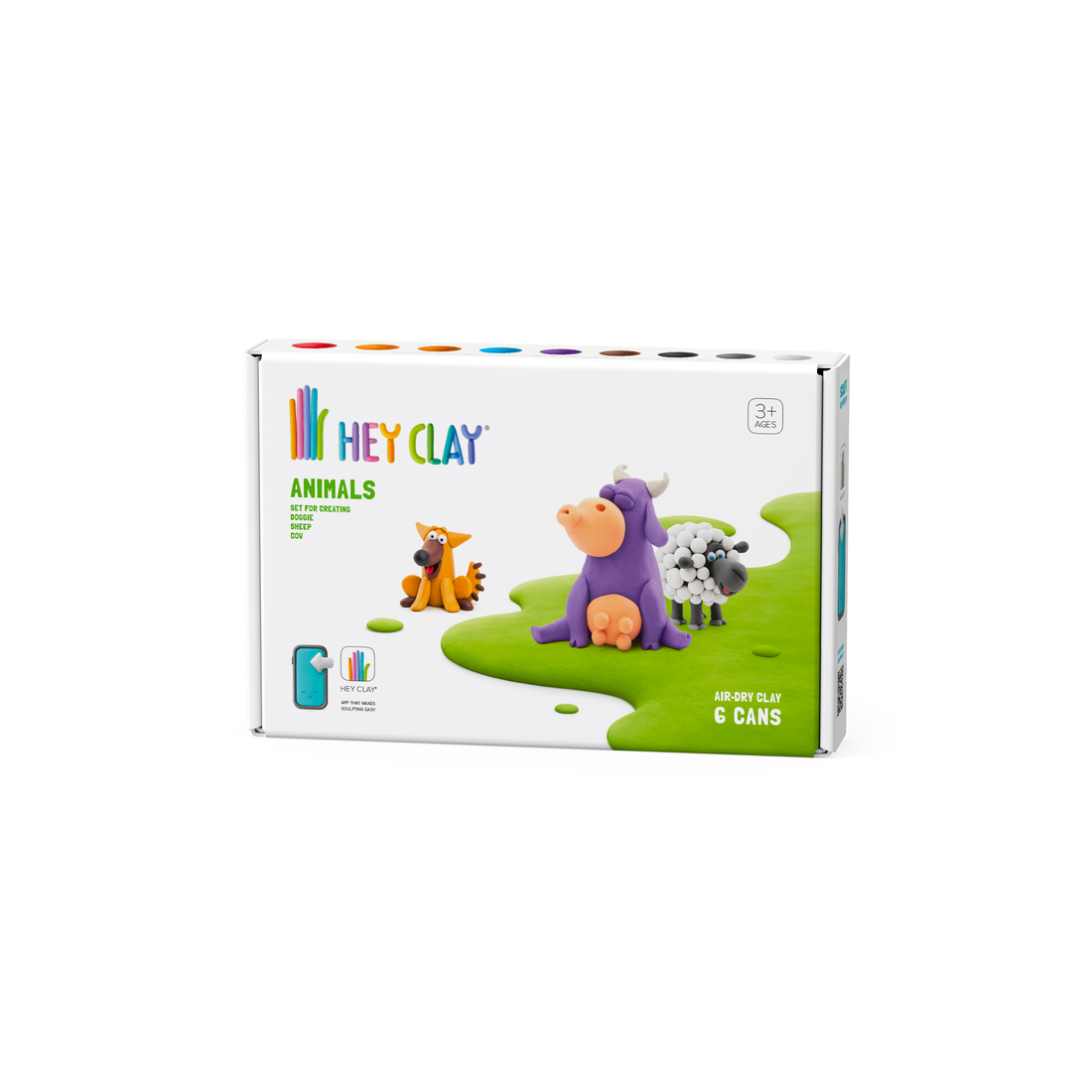 Heyclay - animals - cow, doggie, sheep - 6 cans