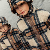 Buho - kids - teddy check coat