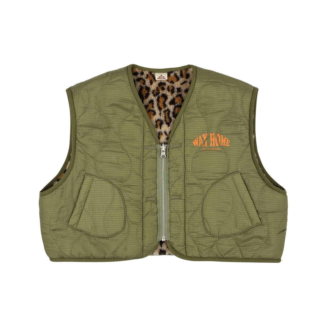 Jelly Mallow - quilted reversible vest - leopard