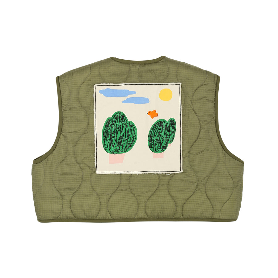 Jelly Mallow - quilted reversible vest - leopard