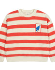 Jelly Mallow - bird striped sweatshirt - red