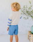 Buho - kids - denim linen shorts - washed denim