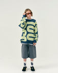 Main Story - knitted sweater - teal & apple knit