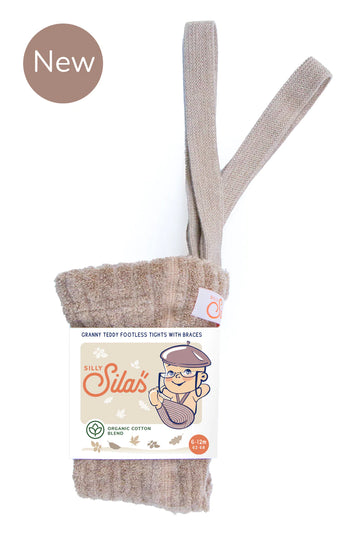 Silly Silas - granny teddy footless cotton tights - peanut blend