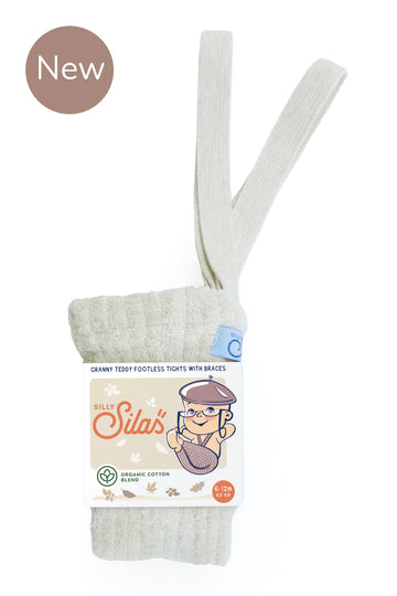 Silly Silas - granny teddy footless cotton tights - cream blend