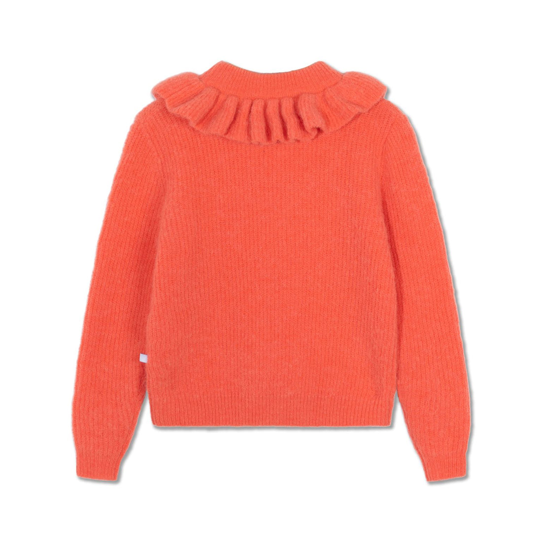 Repose ams - knit ruffle collar sweater - bright coral