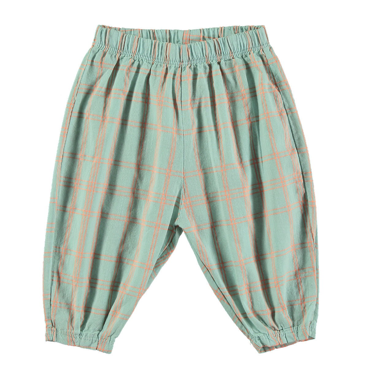 Lotie Kids - baby woven wide pants - checks - seagreen