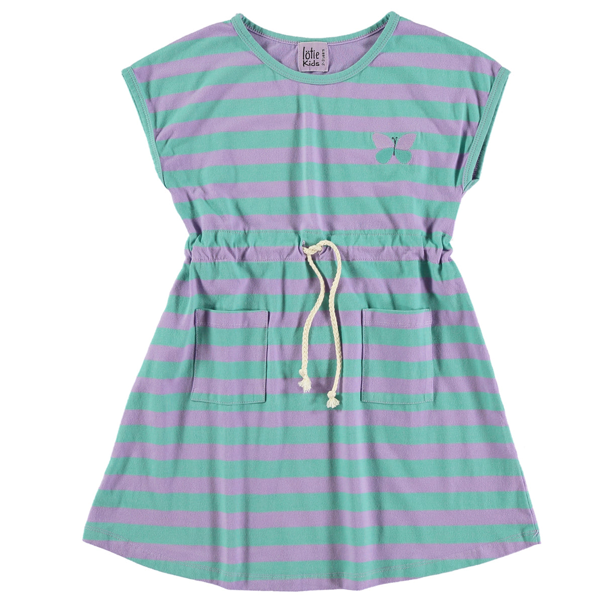 Lotie Kids - stripes dress - butterfly - mauve