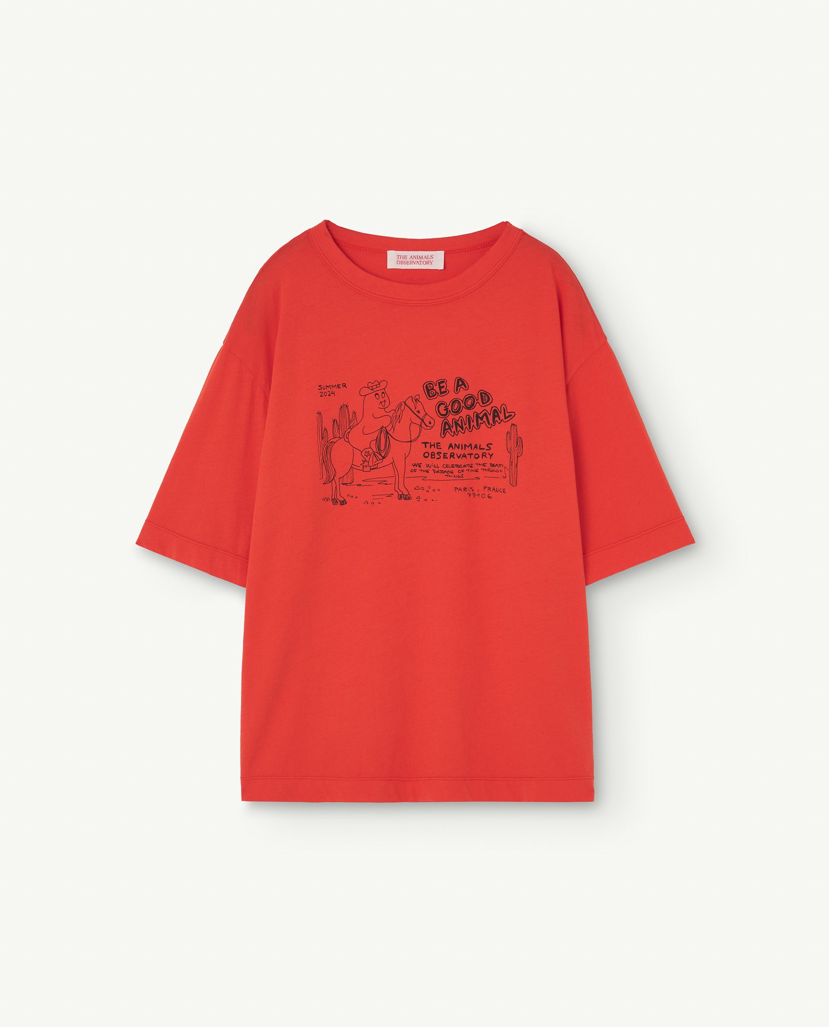 The Animals Observatory - rooster - oversized kids t-shirt - red