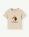 The animals Observatory - rooster baby tshirt - beige