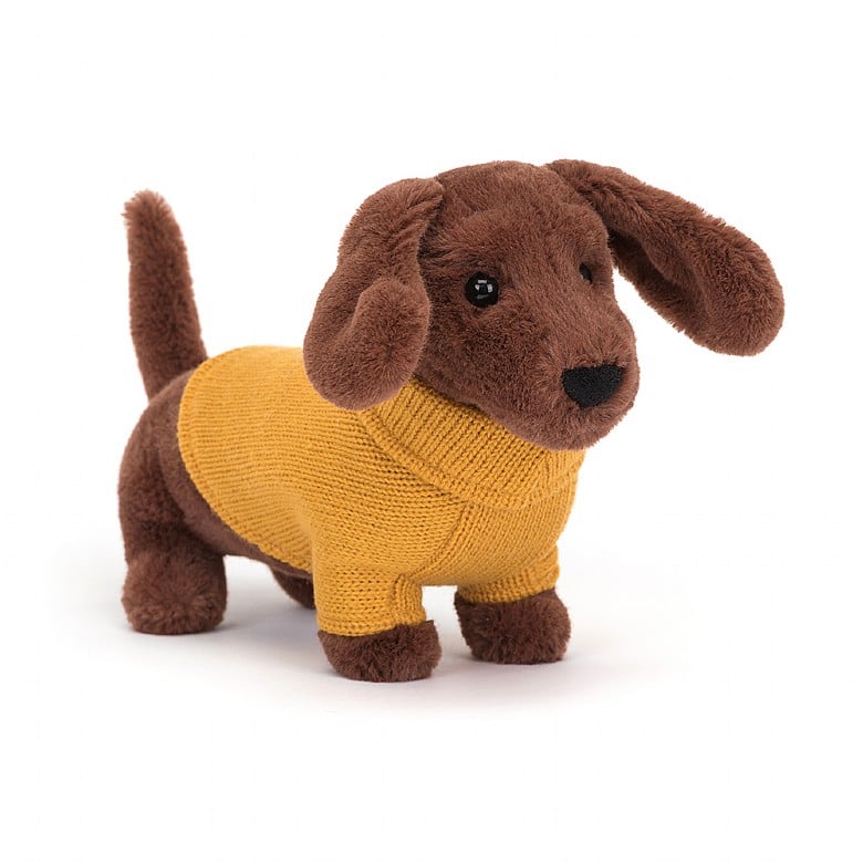 Jellycat - yellow Sweater Sausage Dog