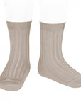 Condor - basic rib short socks - 2.016/4 334 - stone