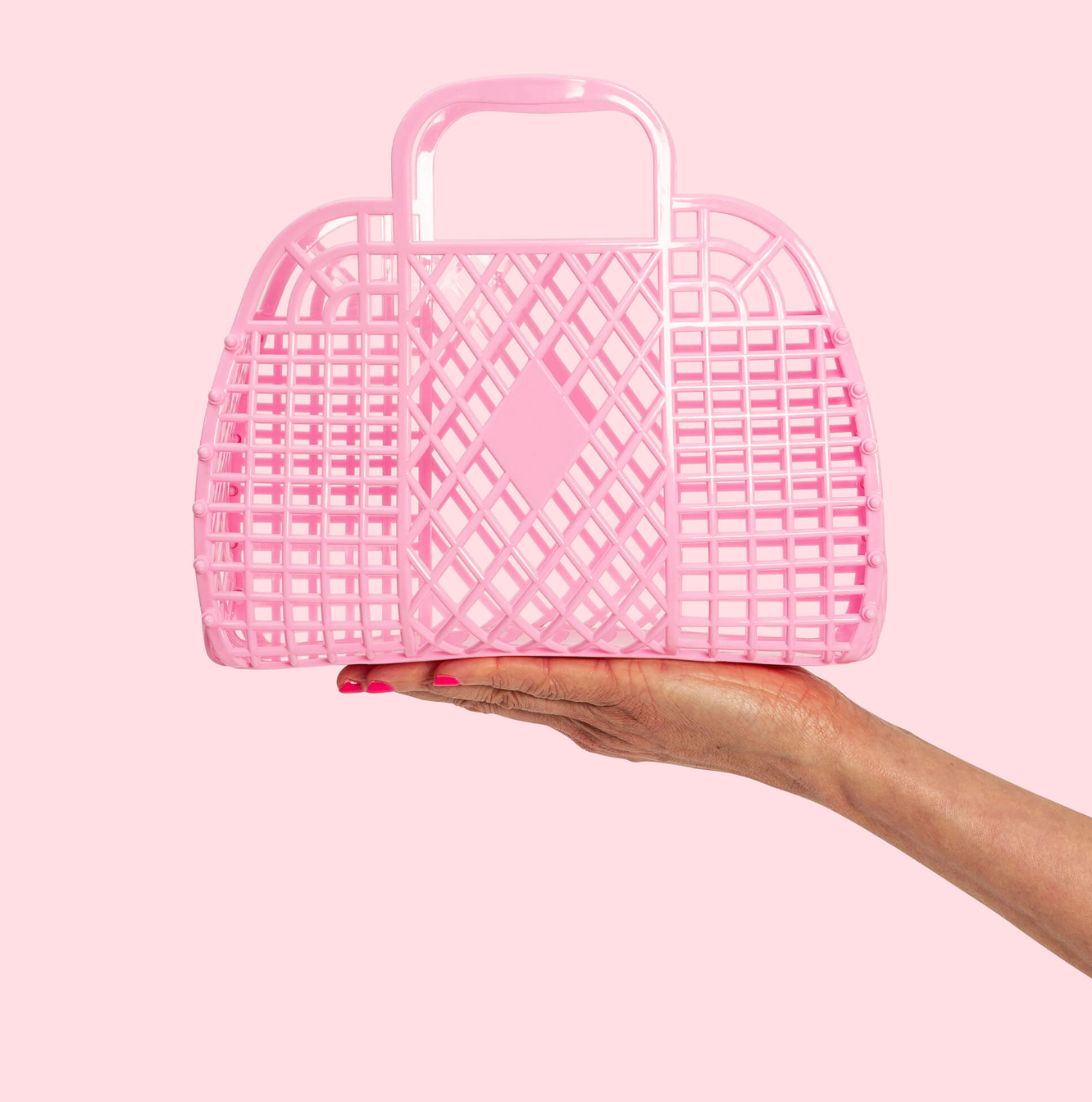 Sunjellies - retro basket - small - bubblegum pink