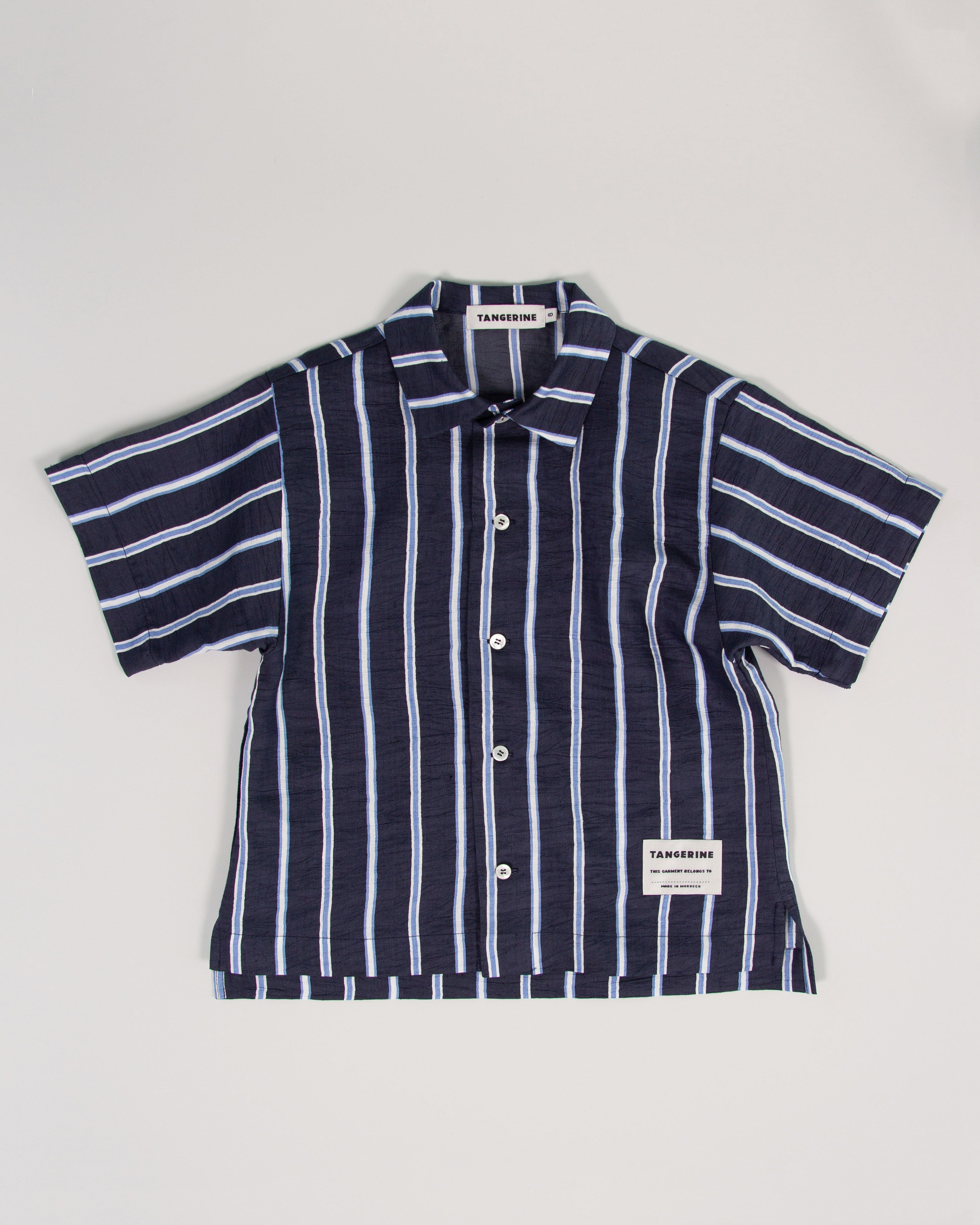 Tangerine - shortsleeve  stripe shirt - navy/baby blue