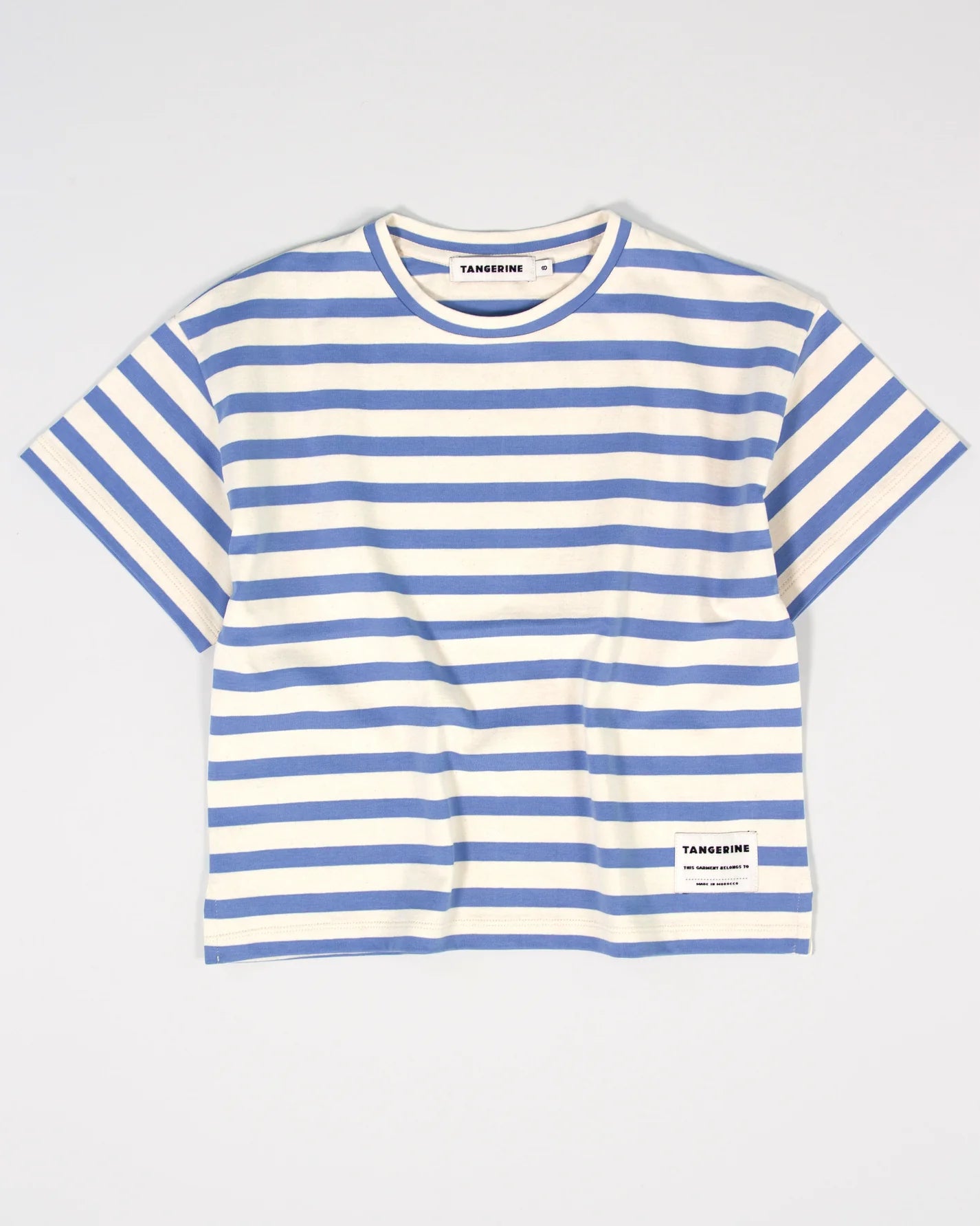 Tangerine - striped t-shirt - ivory/blue