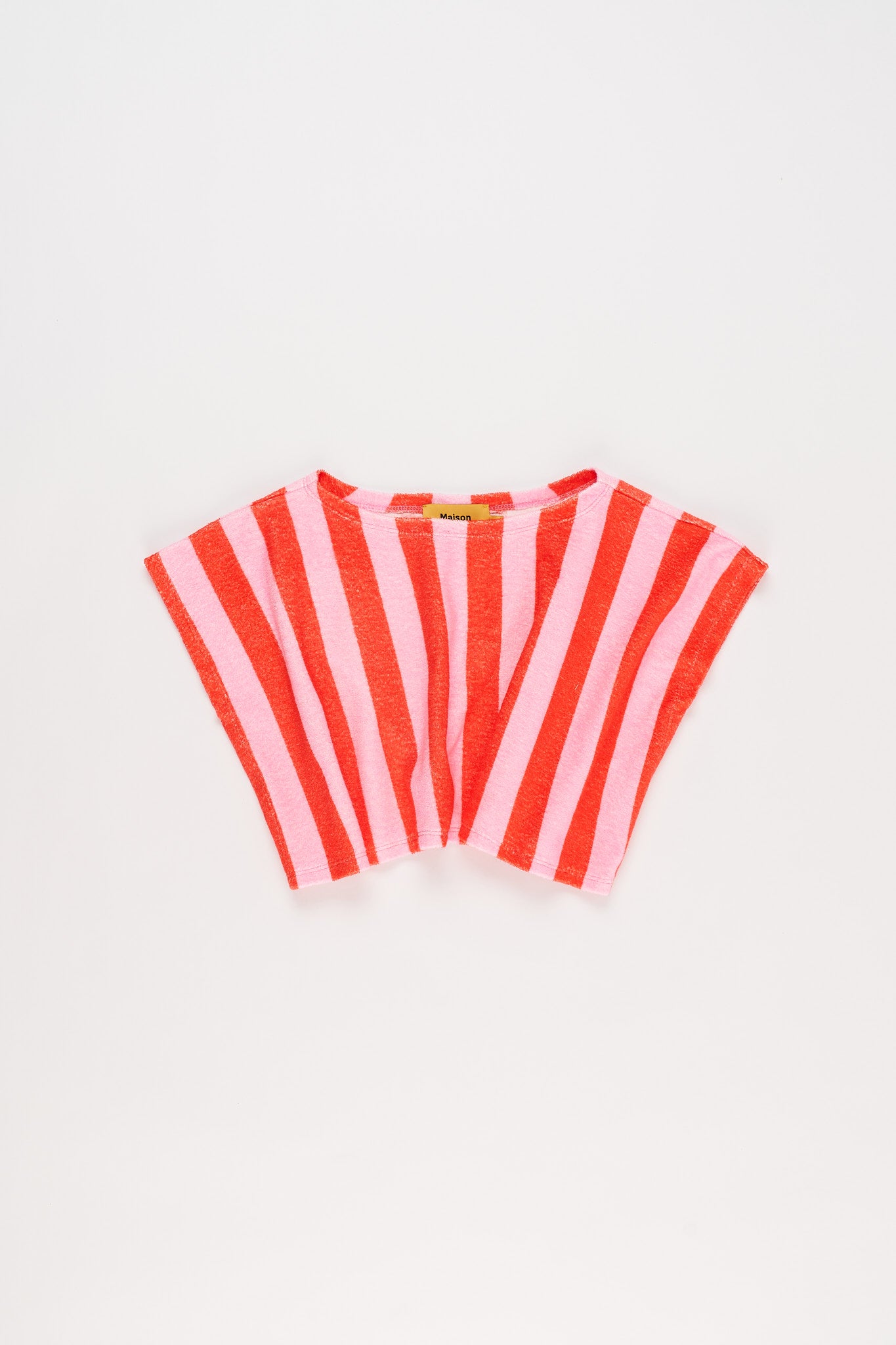 Maison Mangostan - stripes terry top - pink &amp; red
